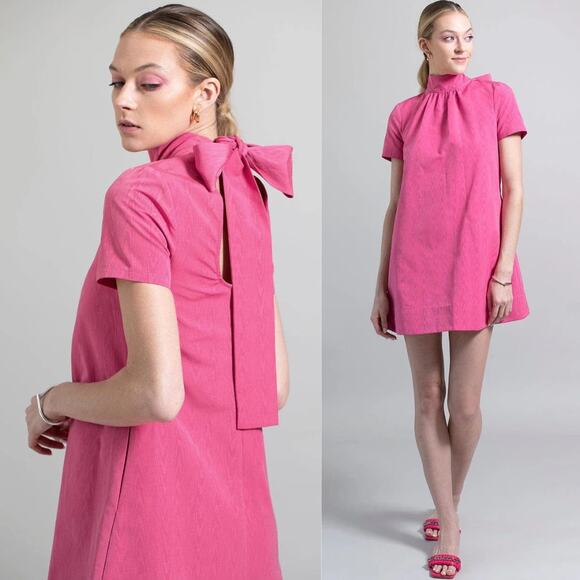 Staud‎ Ilana Bow Tie Mini Party Dress Lollipop Pink Size XS NWOT - Picture 1 of 8